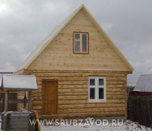 Сруб бани 3х5 с мансардой из бревна