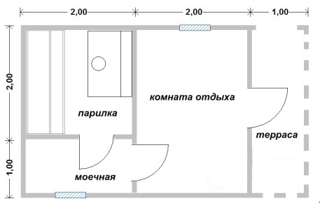 Сруб бани 3х4 с террасой из бревна — фото 7